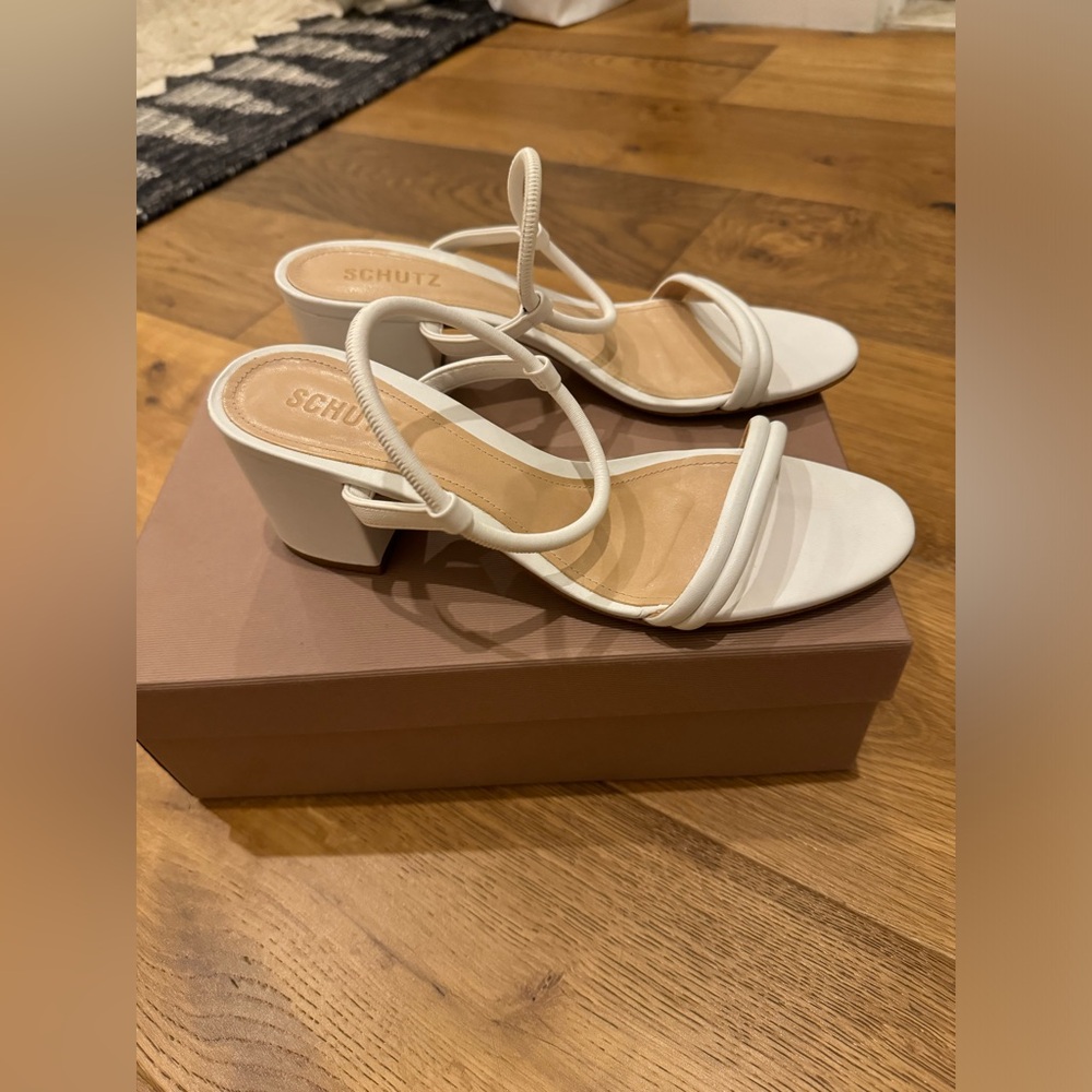 Schutz white wedge heels, size 10, only mildly worn on footbed - Picture 2 of 3